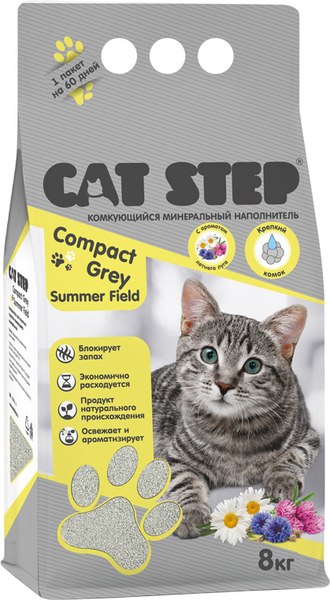 Изображение товара Наполнитель для туалета Cat Step Compact Grey Summer Field / 20313048 (8кг)