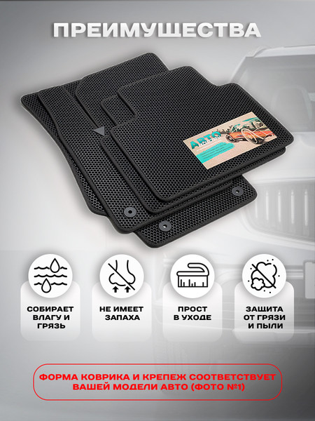 Изображение товара Комплект ковриков для авто Alicosta 0786_1 для Mercedes-Benz E-Class I седан/W124 (EVA соты, черный)