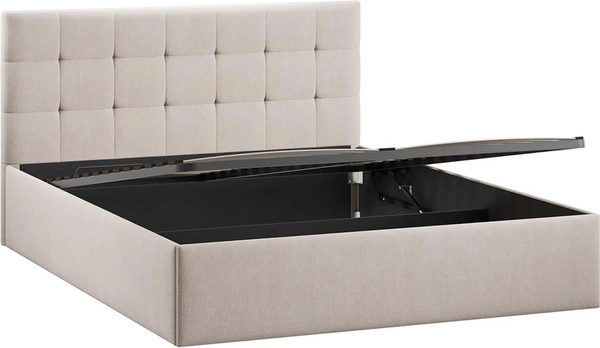 Изображение товара Двуспальная кровать ТриЯ Джоли Универсальная с ПМ Тип 1 и заглушиной 160x200 (микровелюр Wellmart Latte)