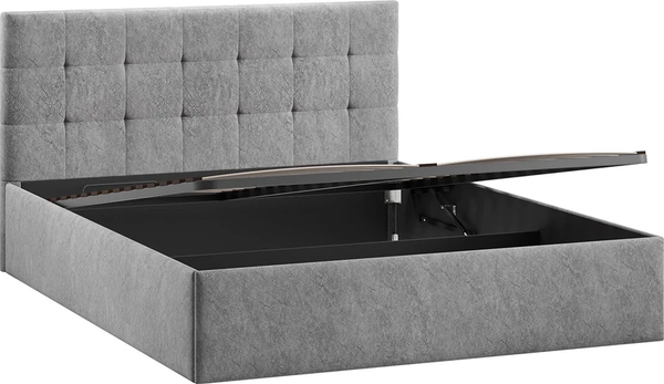 Изображение товара Двуспальная кровать ТриЯ Джоли Универсальная с ПМ Тип 1 и заглушиной 160x200 (микровелюр Wellmart Silver)