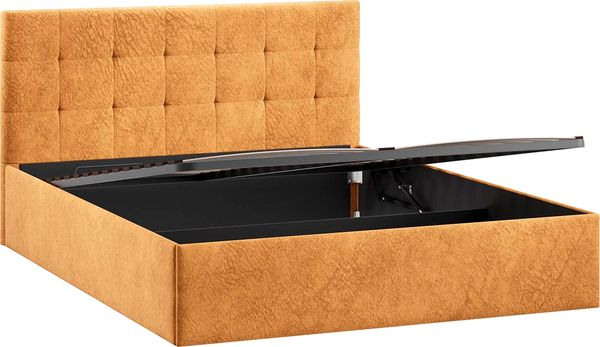 Изображение товара Двуспальная кровать ТриЯ Джоли Универсальная с ПМ Тип 1 и заглушиной 160x200 (микровелюр Wellmart Yellow)