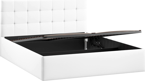 Изображение товара Двуспальная кровать ТриЯ Джоли Универсальная с ПМ Тип 1 и заглушиной 160x200 (экокожа Polo white)