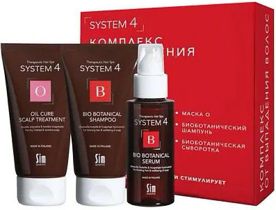Изображение товара Набор косметики для волос System 4 От выпадения волос Шампунь+Сыворотка+Маска-пилинг (75мл+50мл+75мл)