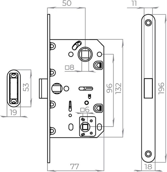 Изображение товара Защелка врезная Ajax furniture MAGNLN96WC-50 LN96WC-50 SN (матовый никель)