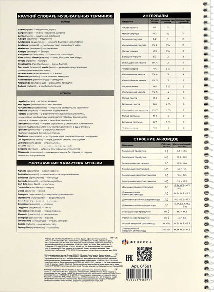 Изображение товара Тетрадь нотная Феникс+ Кристальный звук / 67561