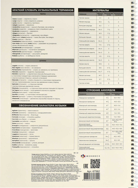 Изображение товара Тетрадь нотная Феникс+ Огненный аккорд / 67562