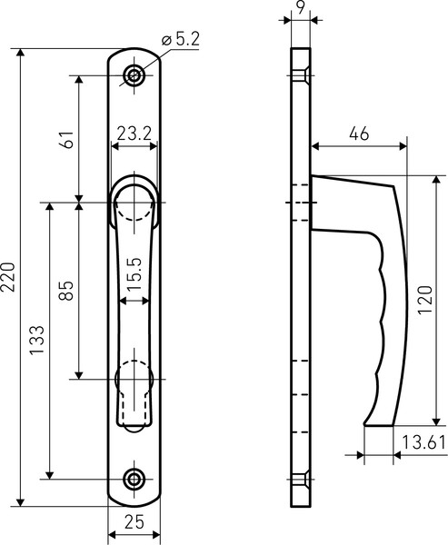 Изображение товара Ручка дверная БУЛАТ Урал 85.25.01.8017 (коричневый)