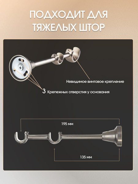 Изображение товара Карниз для штор Sundays Home Снитч 16мм+16мм двухрядный (сатин, 1.6м)