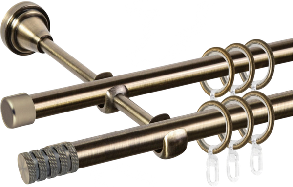 Изображение товара Карниз для штор Sundays Home Сириус 16мм+16мм двухрядный (антик, 2.4м)