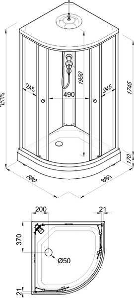 Изображение товара Душевая кабина Triton Вельвет А 88x88