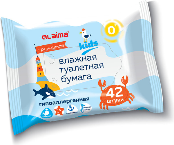 Изображение товара Влажная туалетная бумага Laima Kids. Влажная детская / 116529