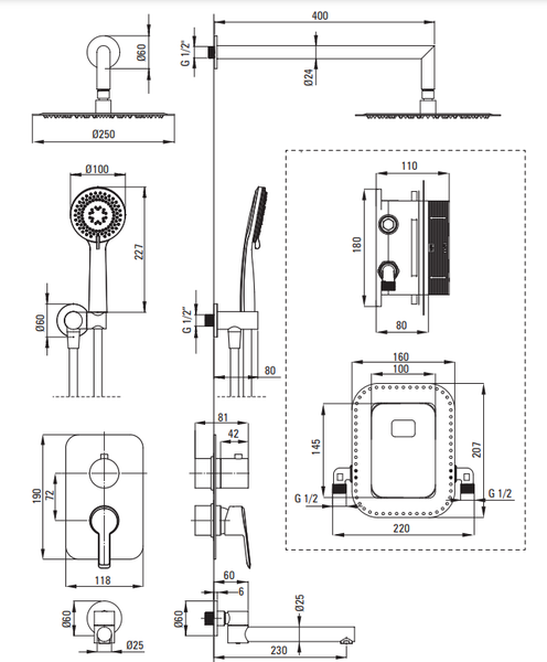 Изображение товара Душевая система со смесителем Deante Arnika BXYYRQAM