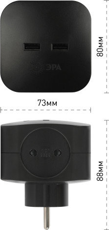 Изображение товара Электроразветвитель ЭРА SP-4-USB-B / Б0049536 (черный)