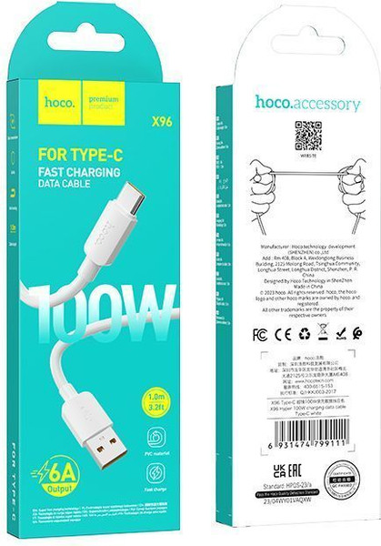 Изображение товара Кабель Hoco X96 Type-C (1м, белый)