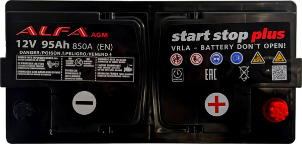 Изображение товара Автомобильный аккумулятор ALFA battery AGM R+ 850A / AGM-L5 (95 А/ч)