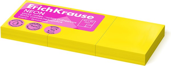 Изображение товара Стикеры канцелярские Erich Krause Neon / 61707 (желтый)
