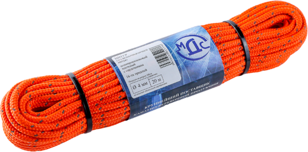 Изображение товара Шнур хозяйственный МДС 4мм 16пр / PU-156408 (20м, со светоотражающей нитью)