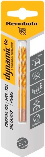 Изображение товара Набор сверл Rennbohr 3.0х61мм Dinamic-TIN Р9М3 / 667030 (2шт)