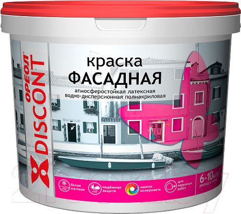 Изображение товара Краска Ореол Дисконт фасадная (13кг, белый матовый)