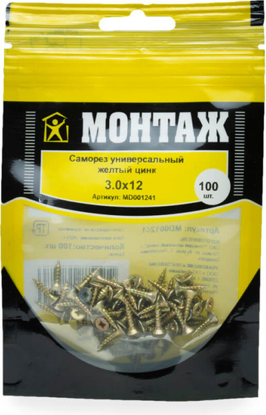 Изображение товара Саморез Монтаж Универсальный 3.0x12 / MD001241 (100шт)
