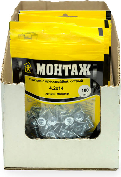 Изображение товара Саморез Монтаж С прессшайбой 4.2x14 / MD001104 (100шт)