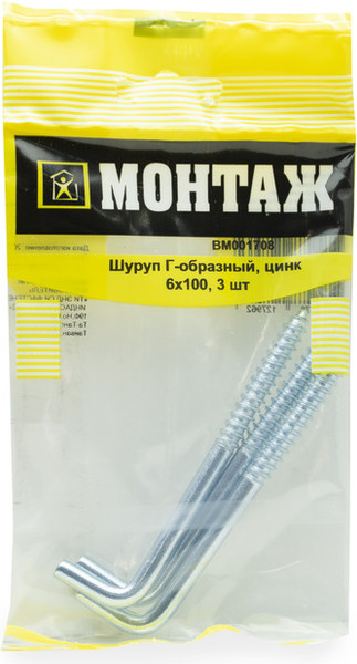 Изображение товара Шуруп Монтаж Г-образный 6х100 / BM001708 (3шт)
