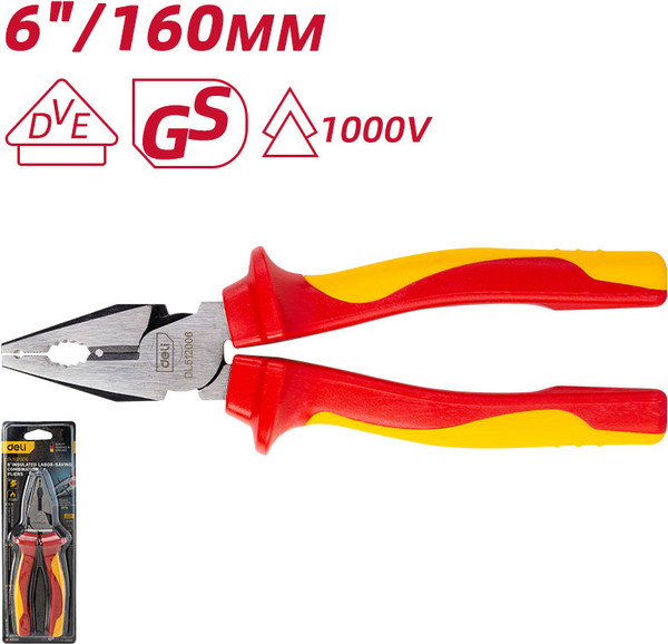 Изображение товара Плоскогубцы Deli EDL512006 (желтый/красный)