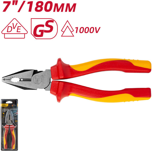 Изображение товара Плоскогубцы Deli EDL512007 (желтый/красный)