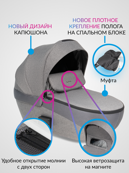 Изображение товара Детская универсальная коляска Farfello Molly Pro 3 в 1 MP-1 (серый)