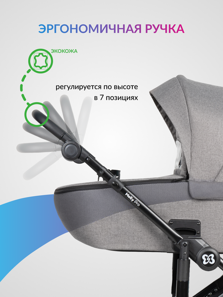 Изображение товара Детская универсальная коляска Farfello Molly Pro 3 в 1 MP-1 (серый)