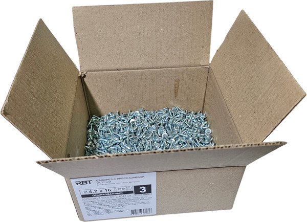 Изображение товара Саморез RBT СПШО/Ц 4.2х16 с прессшайбой острый мелкий шаг (3кг, оцинкованный)