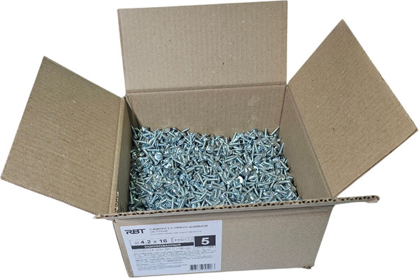 Изображение товара Саморез RBT СПШО/Ц 4.2х16 с прессшайбой острый мелкий шаг (5кг, оцинкованный)