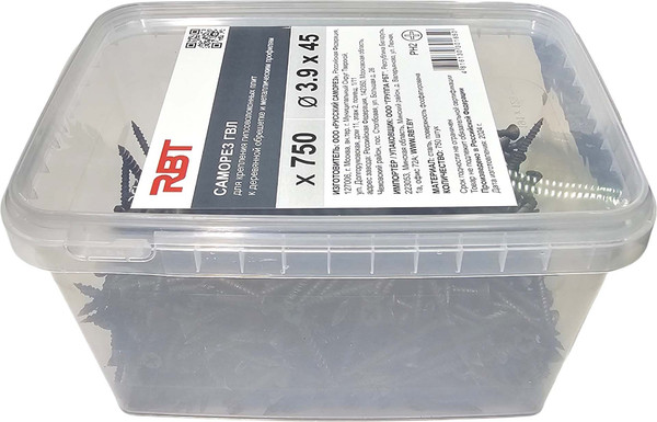 Изображение товара Саморез RBT СГВЛ/Ф 3.9х45 для ГВЛ острый (750шт, фосфатированный)