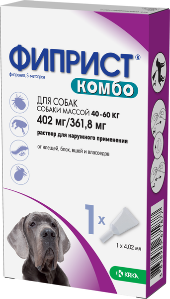 Изображение товара Капли от блох KRKA Фиприст Комбо для собак больше 40кг (1 пипетка)