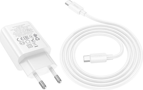 Изображение товара Зарядное устройство сетевое Hoco N60 с кабелем Type-C-Type-C (белый)