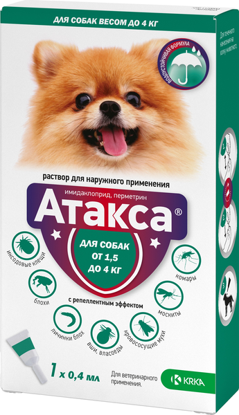 Изображение товара Капли от блох KRKA Атакса (0.4мл)