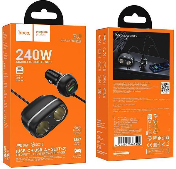 Изображение товара Зарядное устройство автомобильное Hoco Z59 48W (черный)