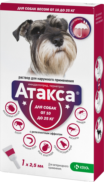 Изображение товара Капли от блох KRKA Атакса (2.5мл)