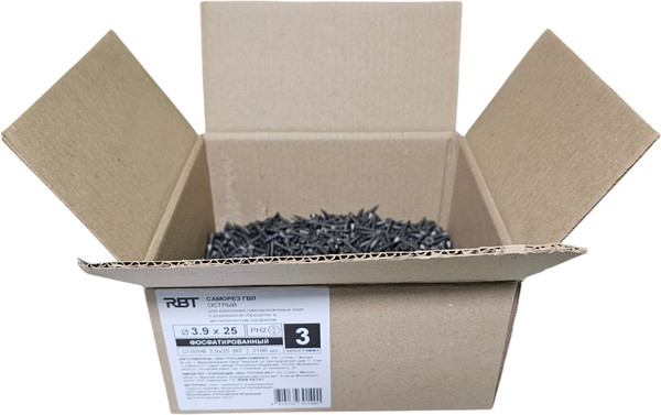 Изображение товара Саморез RBT СГВЛ/Ф 3.9х25 для ГВЛ острый (3кг, фосфатированный)