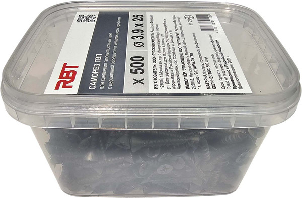 Изображение товара Саморез RBT СГВЛ/Ф 3.9х25 для ГВЛ острый (500шт, фосфатированный)