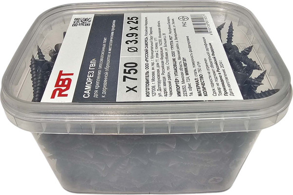 Изображение товара Саморез RBT СГВЛ/Ф 3.9х25 для ГВЛ острый (750шт, фосфатированный)