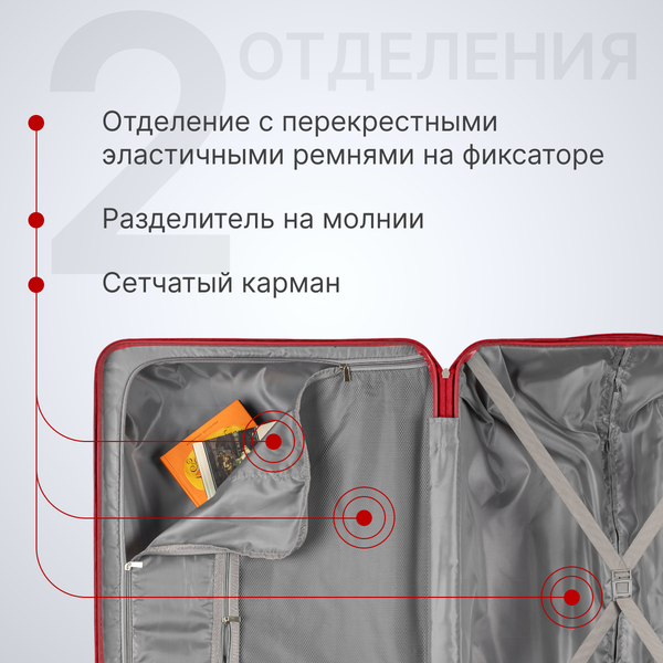 Изображение товара Чемодан на колесах DoubleW YF-PP02 (L, красный)