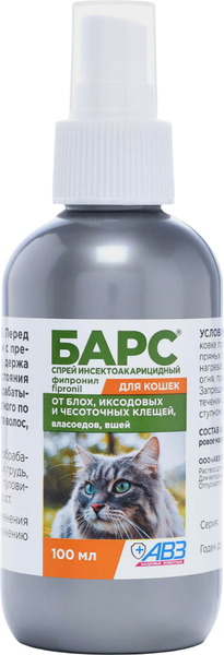 Изображение товара Спрей от блох Агроветзащита Барс для кошек (100мл)