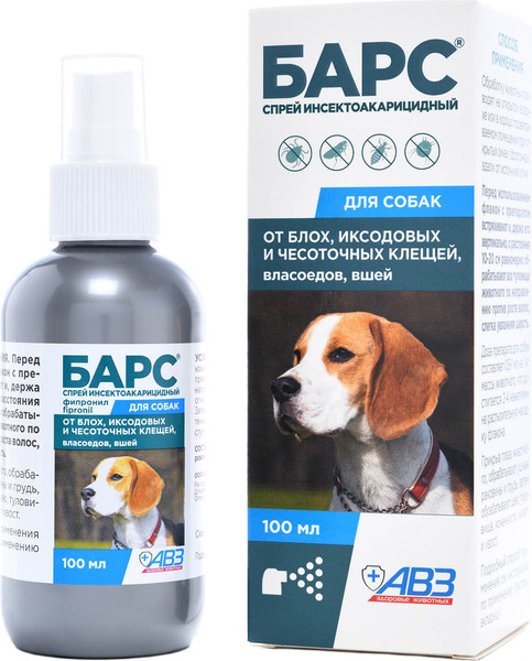Изображение товара Спрей от блох Агроветзащита Барс для собак (100мл)