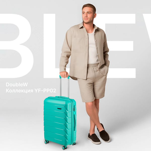 Изображение товара Чемодан на колесах DoubleW YF-PP02 (M, голубой)