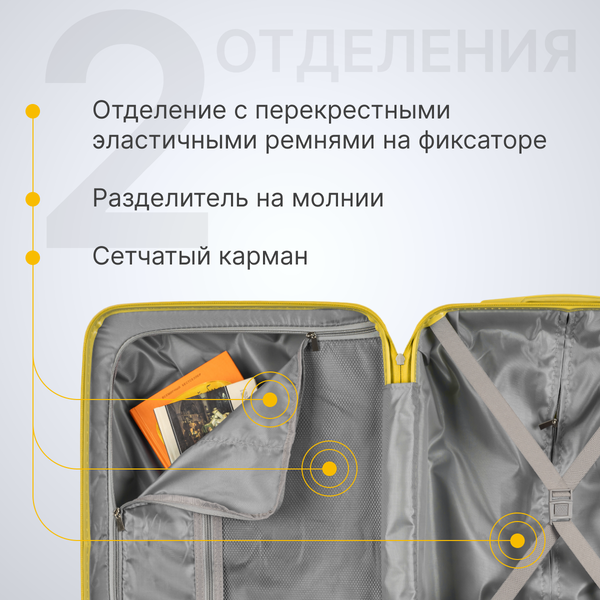 Изображение товара Чемодан на колесах DoubleW YF-PP02.1 (S, желтый)