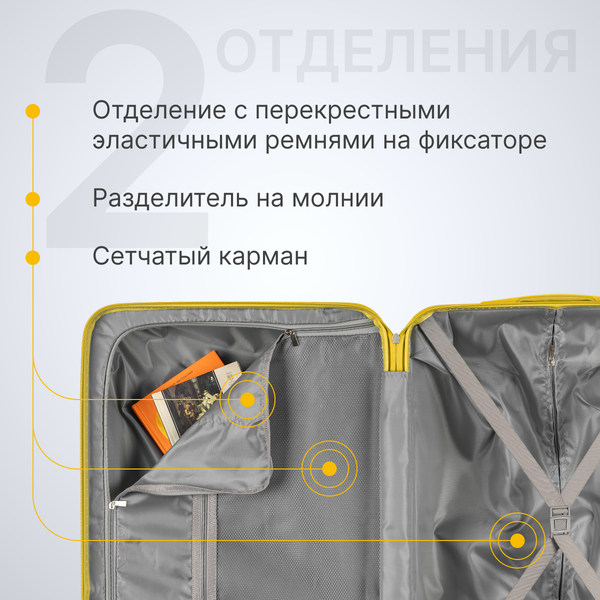 Изображение товара Чемодан на колесах DoubleW YF-PP02.1 (M, желтый)