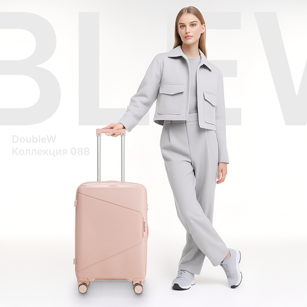Изображение товара Чемодан на колесах DoubleW 088 (M, пудровый)