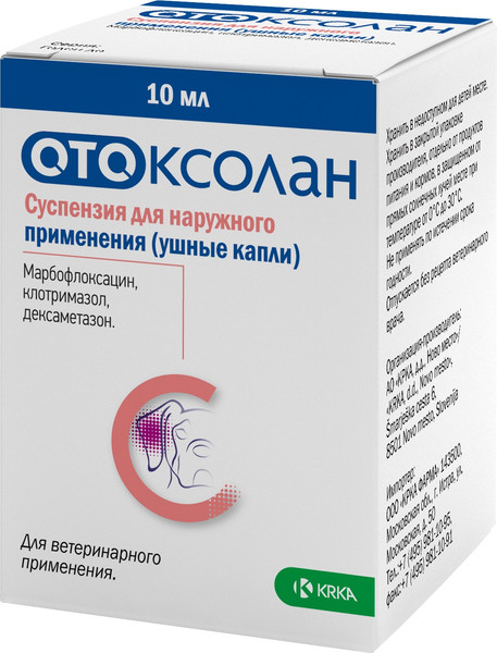 Изображение товара Капли для лечения ушей у животных KRKA Отоксолан капли (10мл)