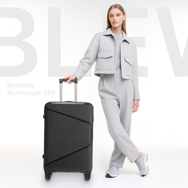 Изображение товара Чемодан на колесах DoubleW 088 (L, черный)